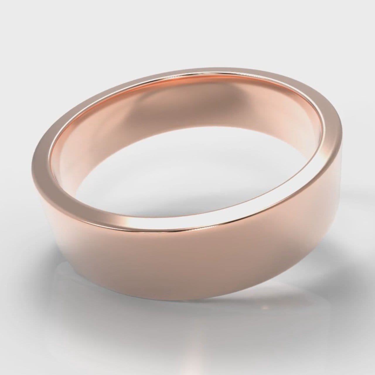 6mm Flat Top Comfort Fit Wedding Ring - Rose Gold