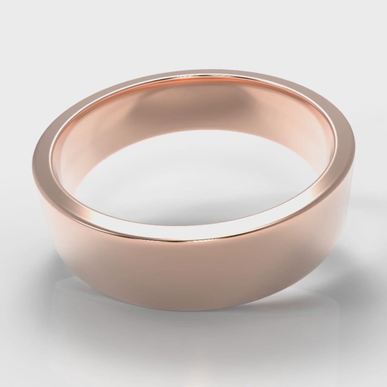 6mm Flat Top Comfort Fit Wedding Ring - Rose Gold