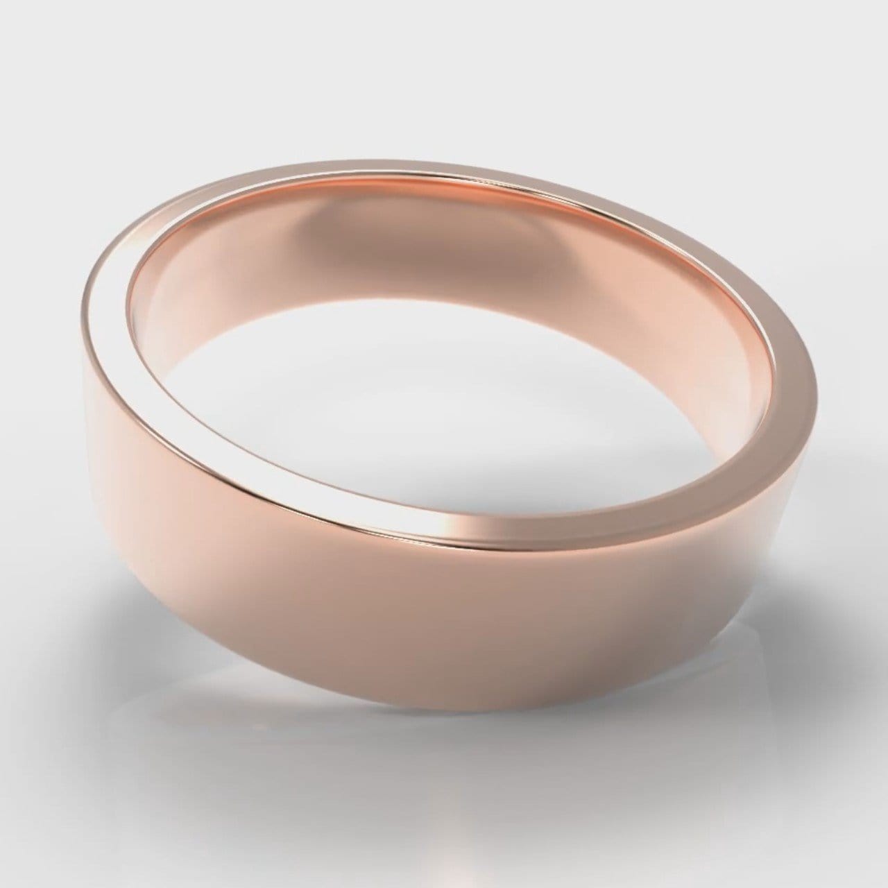 6mm Flat Top Comfort Fit Wedding Ring - Rose Gold