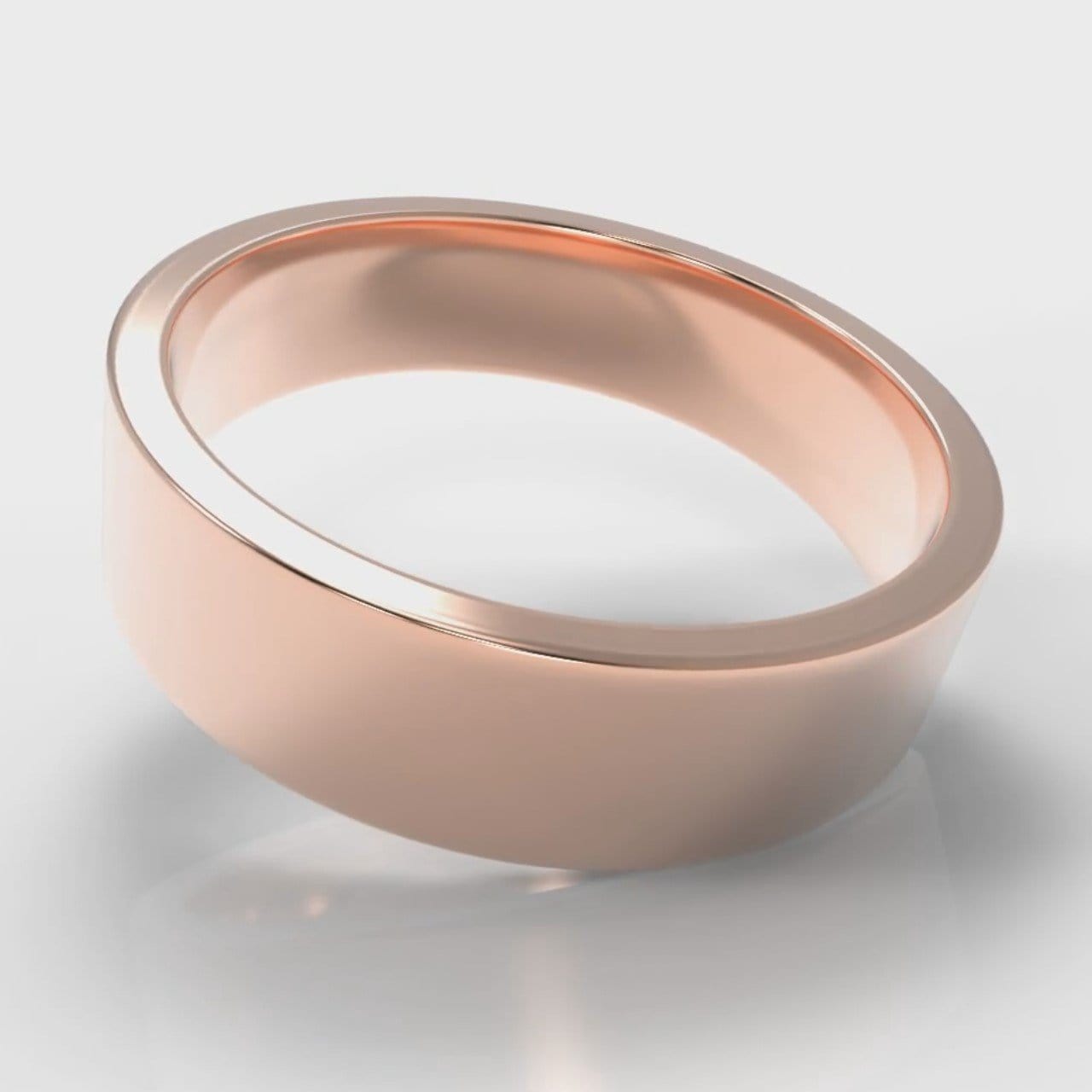 6mm Flat Top Comfort Fit Wedding Ring - Rose Gold