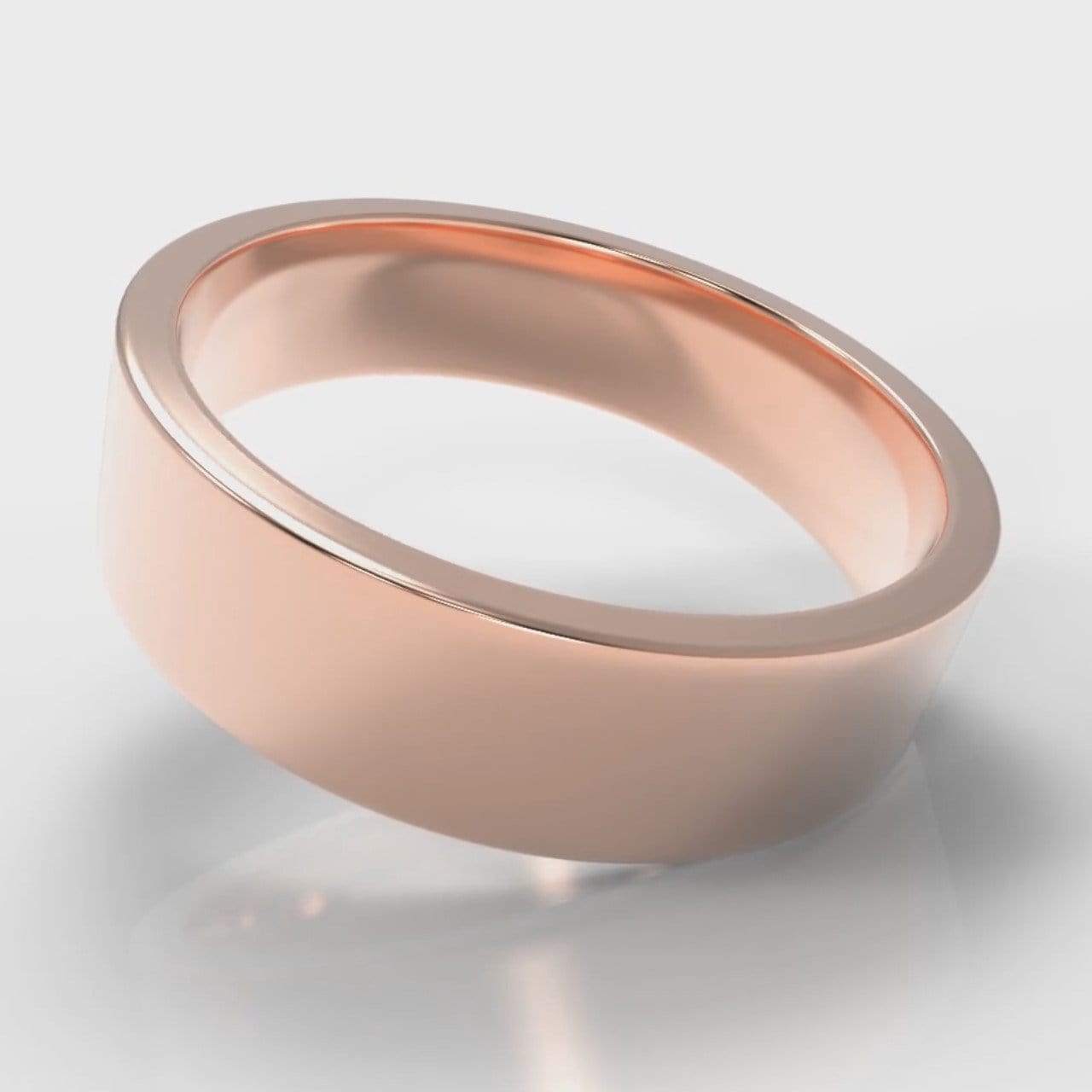 6mm Flat Top Comfort Fit Wedding Ring - Rose Gold