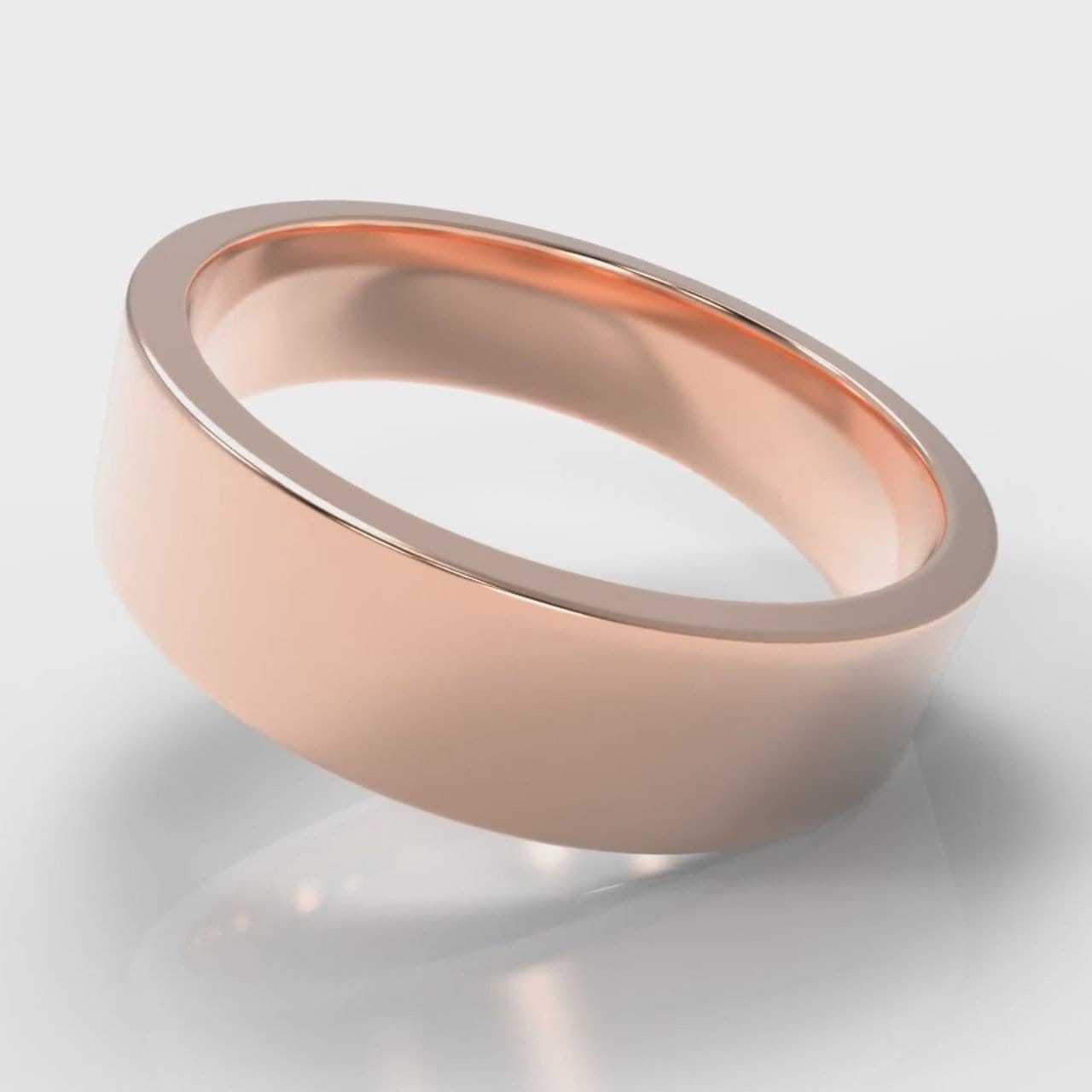 6mm Flat Top Comfort Fit Wedding Ring - Rose Gold