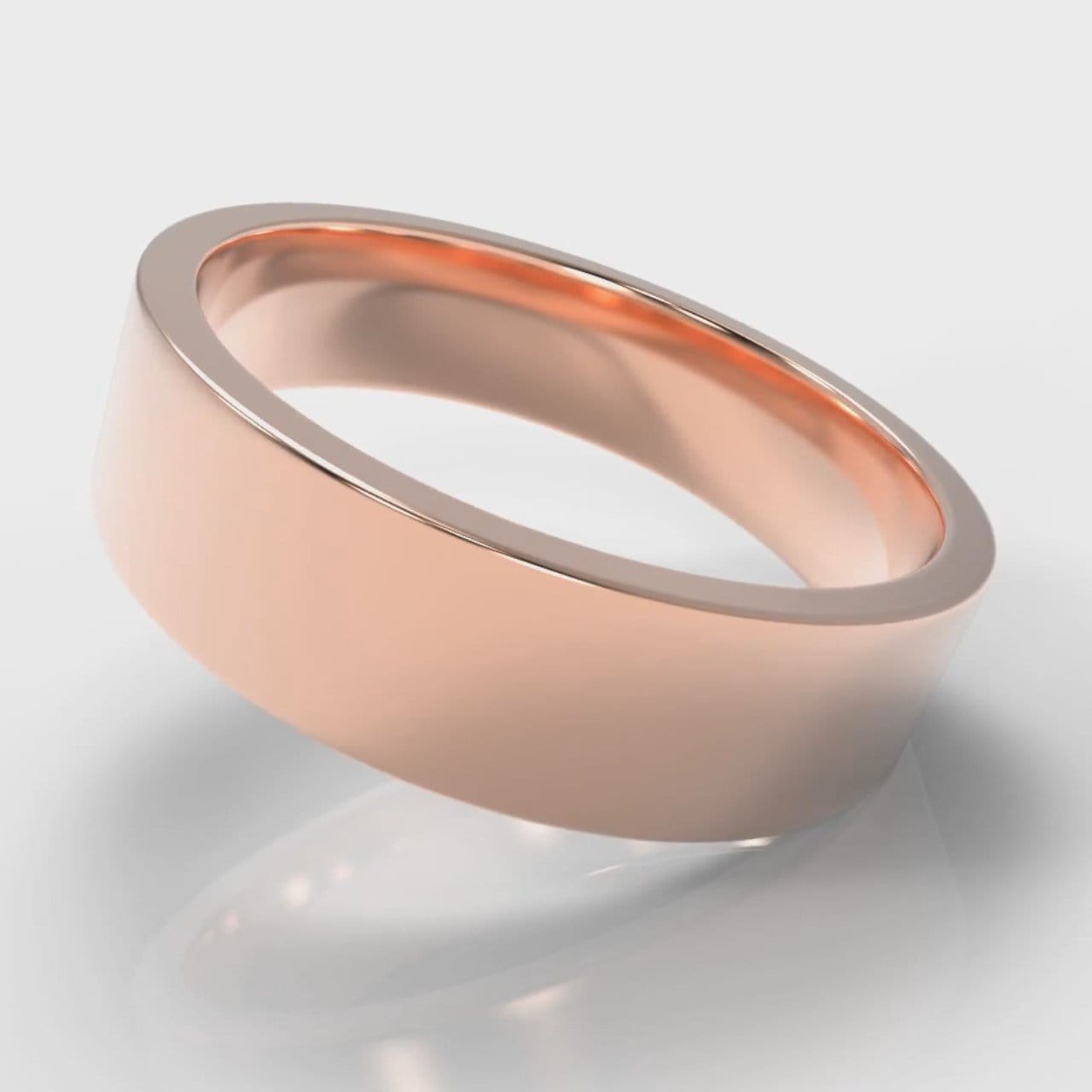 6mm Flat Top Comfort Fit Wedding Ring - Rose Gold