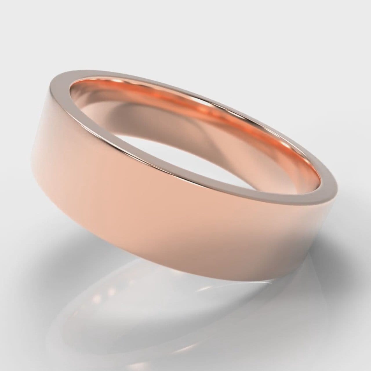 6mm Flat Top Comfort Fit Wedding Ring - Rose Gold