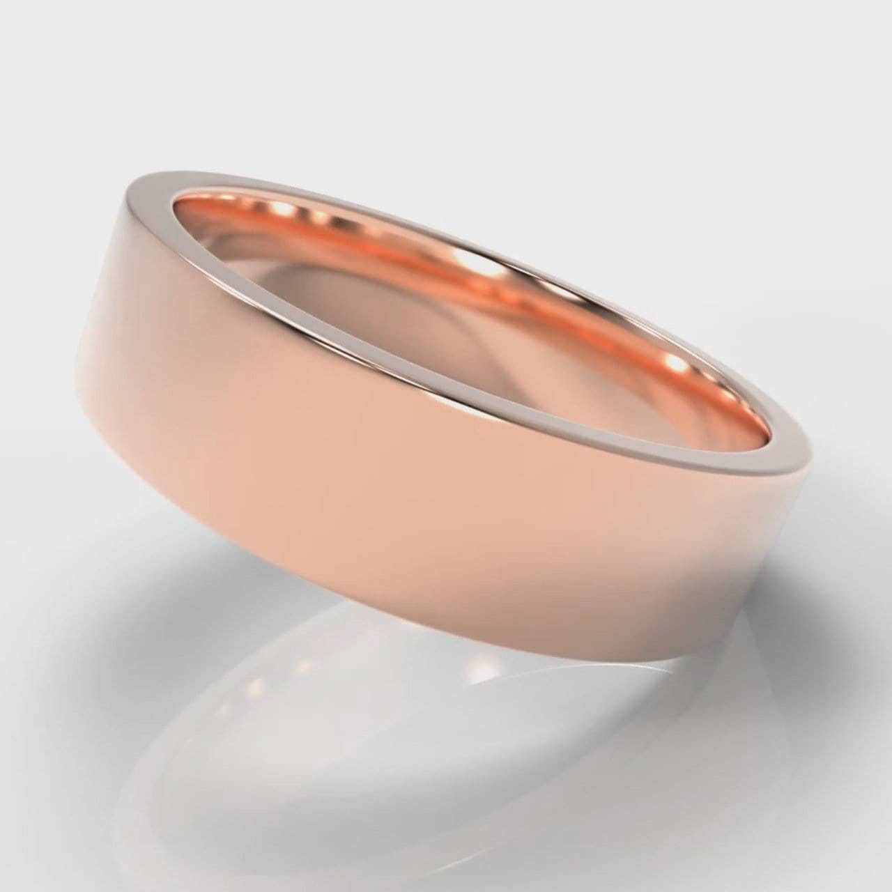 6mm Flat Top Comfort Fit Wedding Ring - Rose Gold