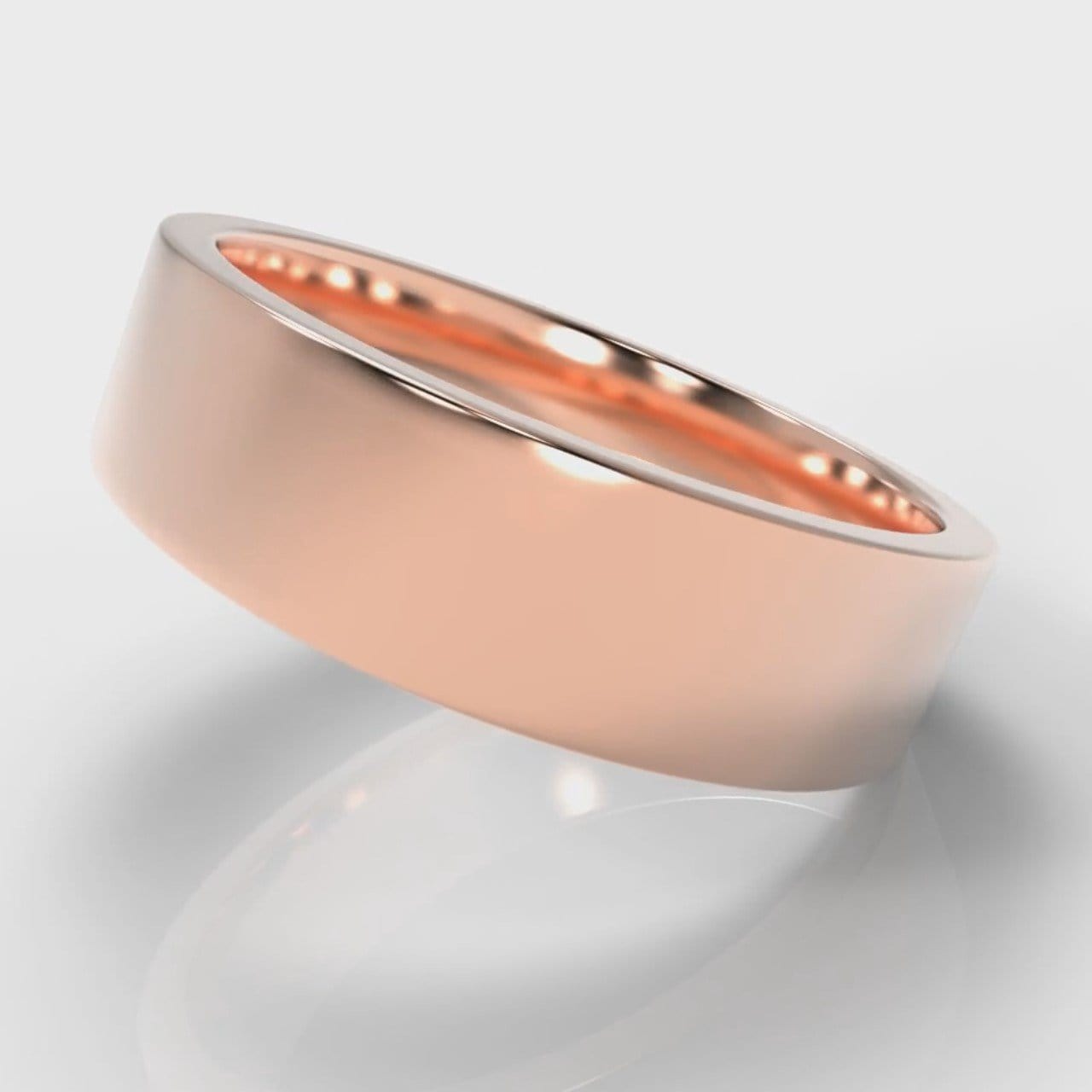 6mm Flat Top Comfort Fit Wedding Ring - Rose Gold