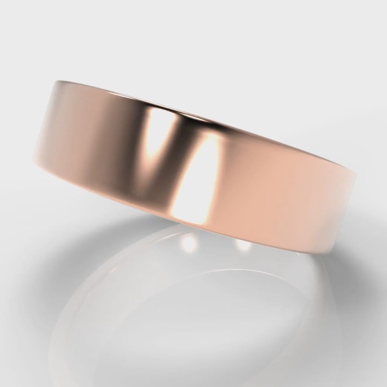 6mm Flat Top Comfort Fit Wedding Ring - Rose Gold