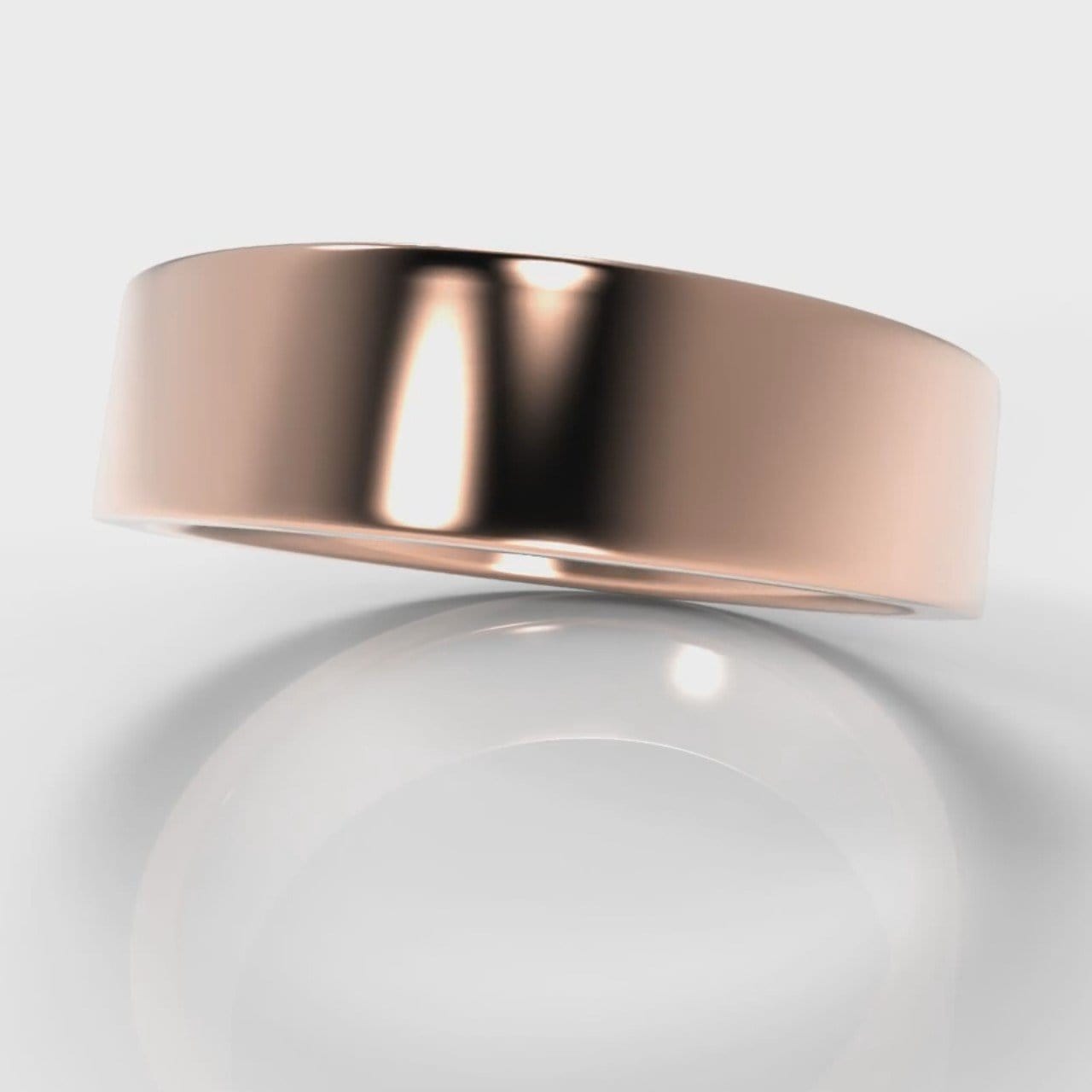 6mm Flat Top Comfort Fit Wedding Ring - Rose Gold