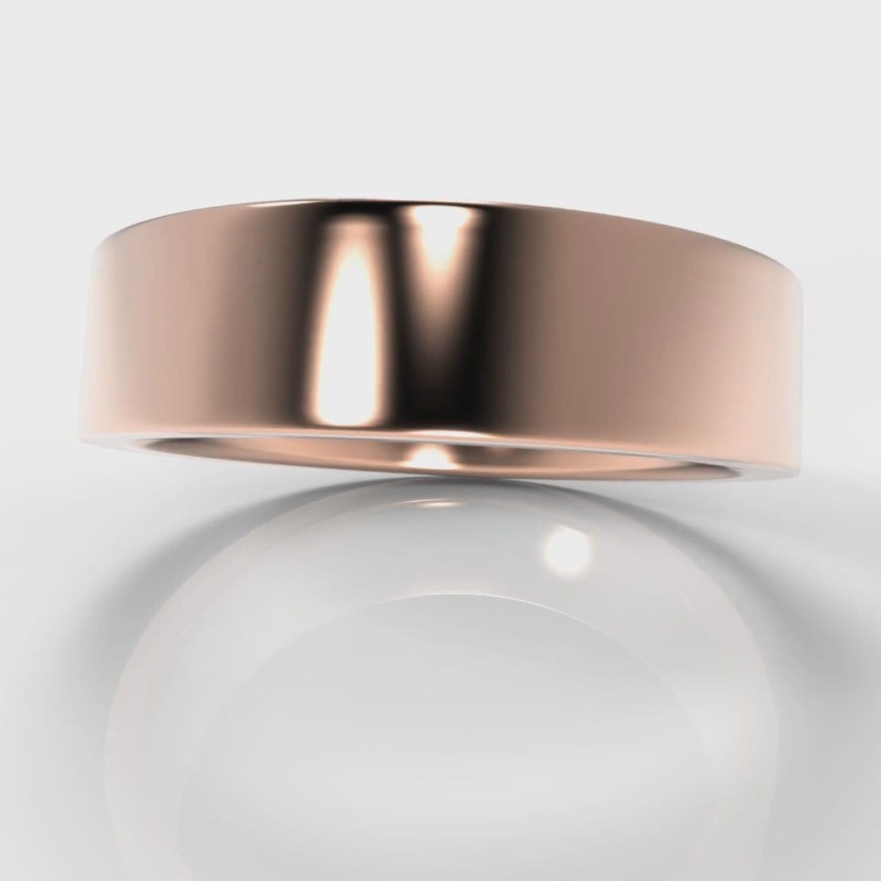 6mm Flat Top Comfort Fit Wedding Ring - Rose Gold