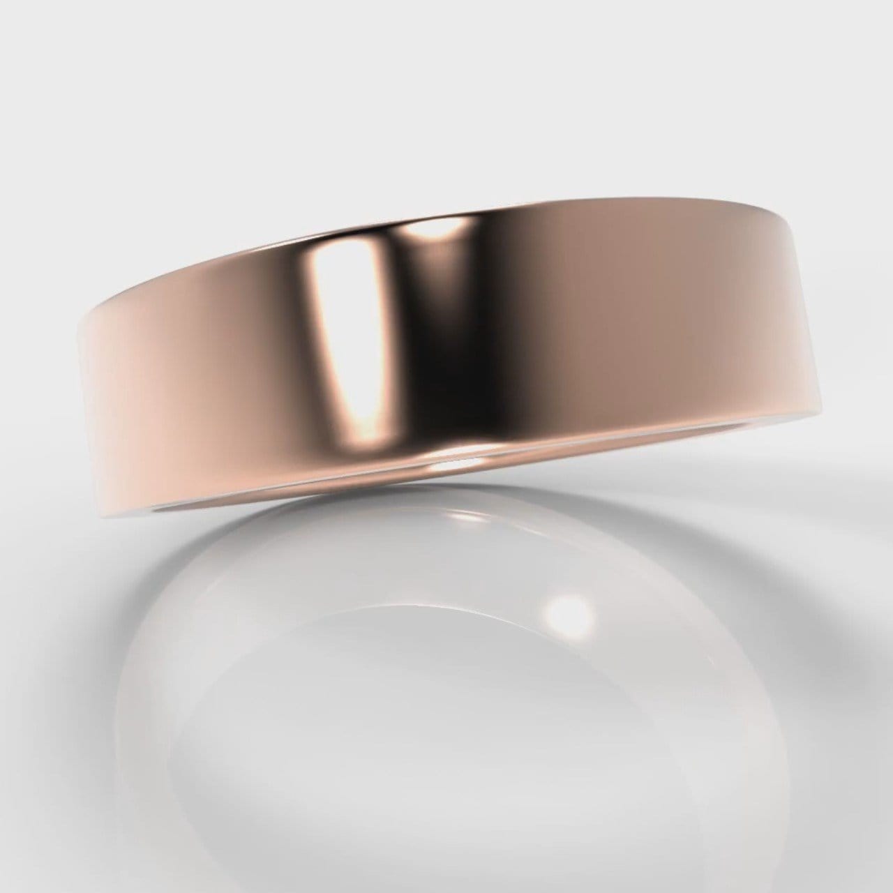 6mm Flat Top Comfort Fit Wedding Ring - Rose Gold