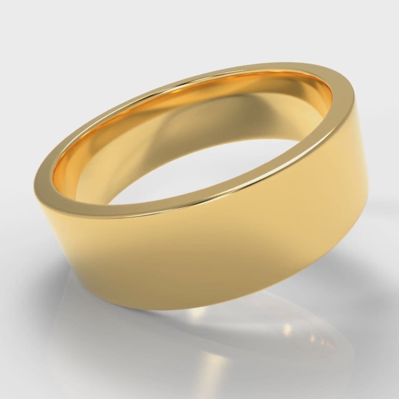 7mm Flat Top Comfort Fit Wedding Ring - Yellow Gold