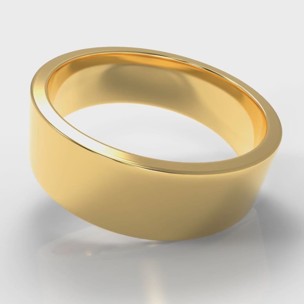 7mm Flat Top Comfort Fit Wedding Ring - Yellow Gold