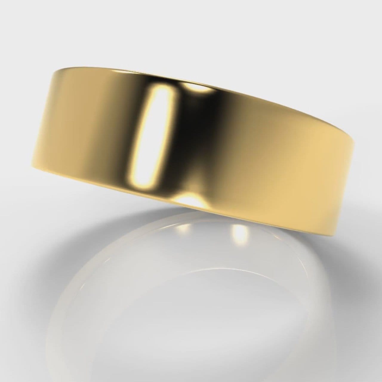 7mm Flat Top Comfort Fit Wedding Ring - Yellow Gold