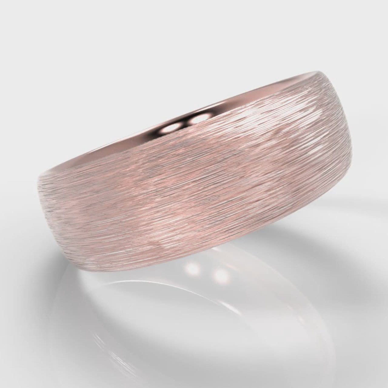 7mm Court Shaped Comfort Fit Brushed Wedding Ring - Rose Gold