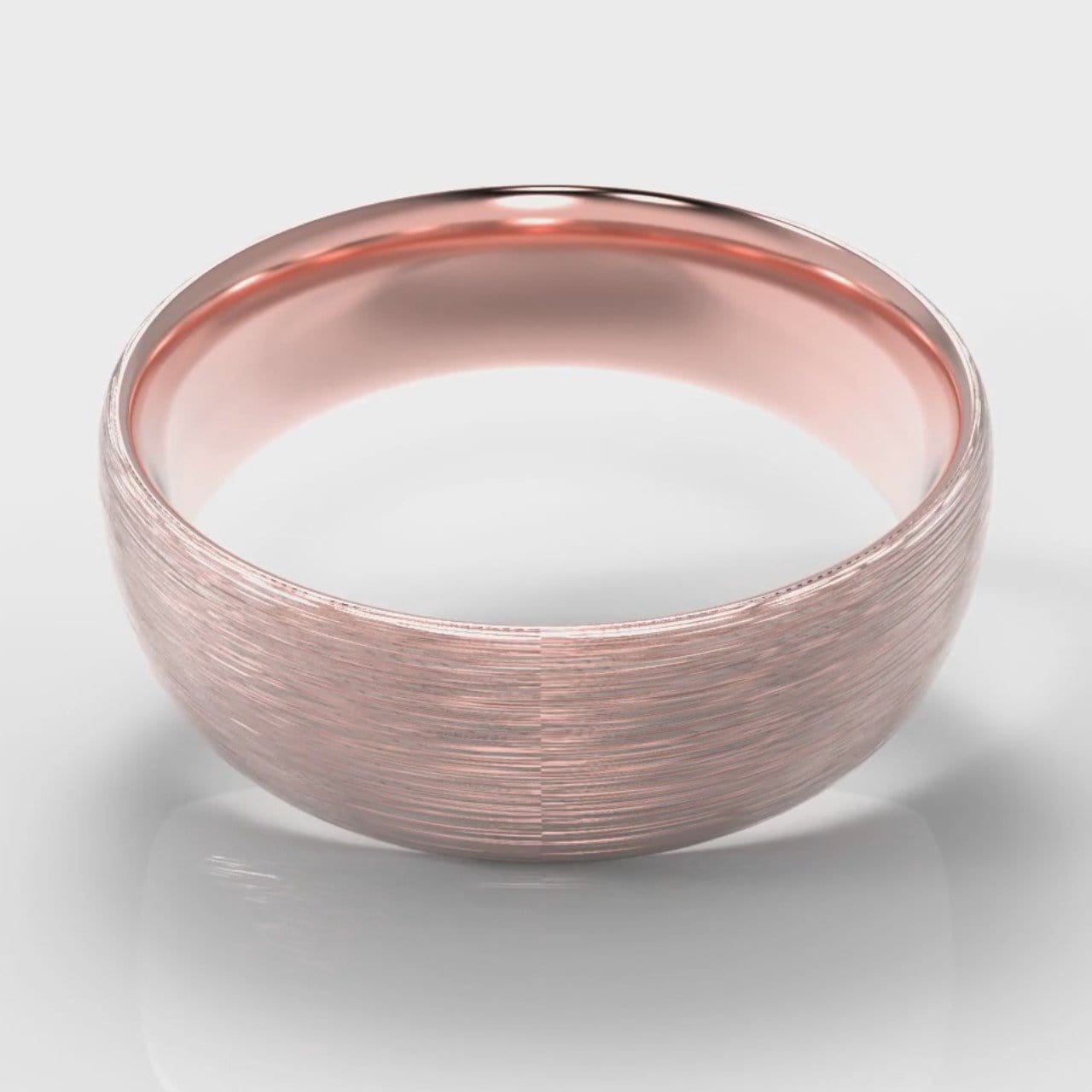 7mm Court Shaped Comfort Fit Brushed Wedding Ring - Rose Gold
