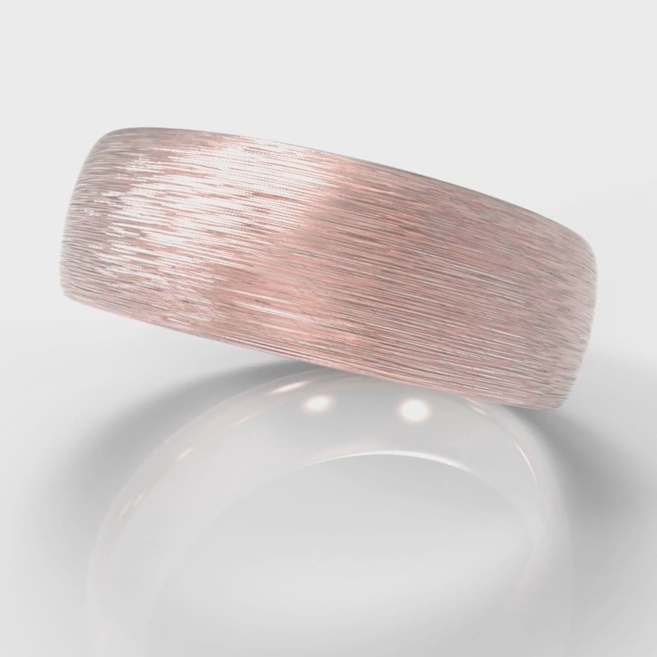 7mm Court Shaped Comfort Fit Brushed Wedding Ring - Rose Gold