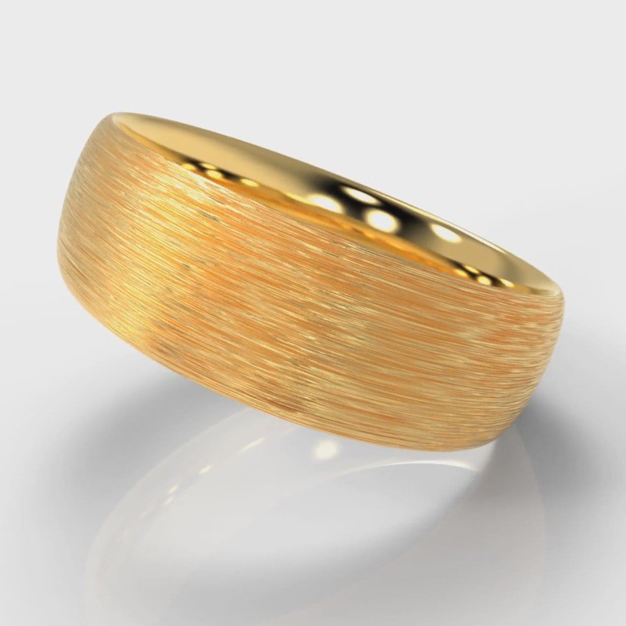 7mm Court Shaped Comfort Fit Brushed Wedding Ring - Yellow Gold