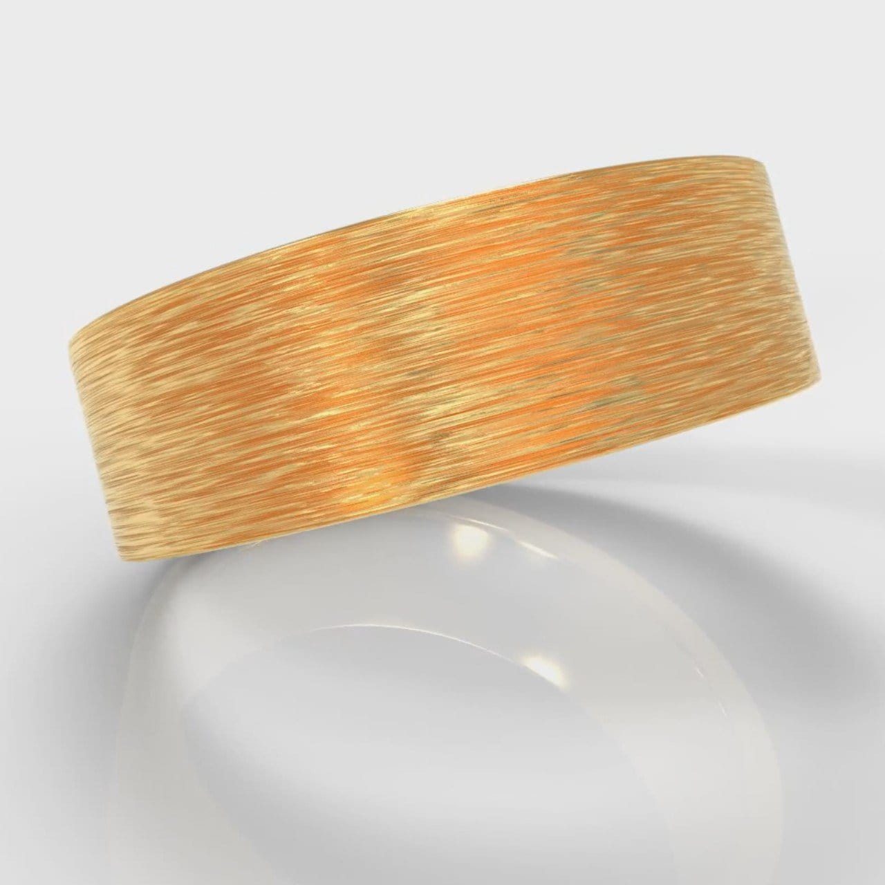 7mm Flat Top Comfort Fit Brushed Wedding Ring - Yellow Gold