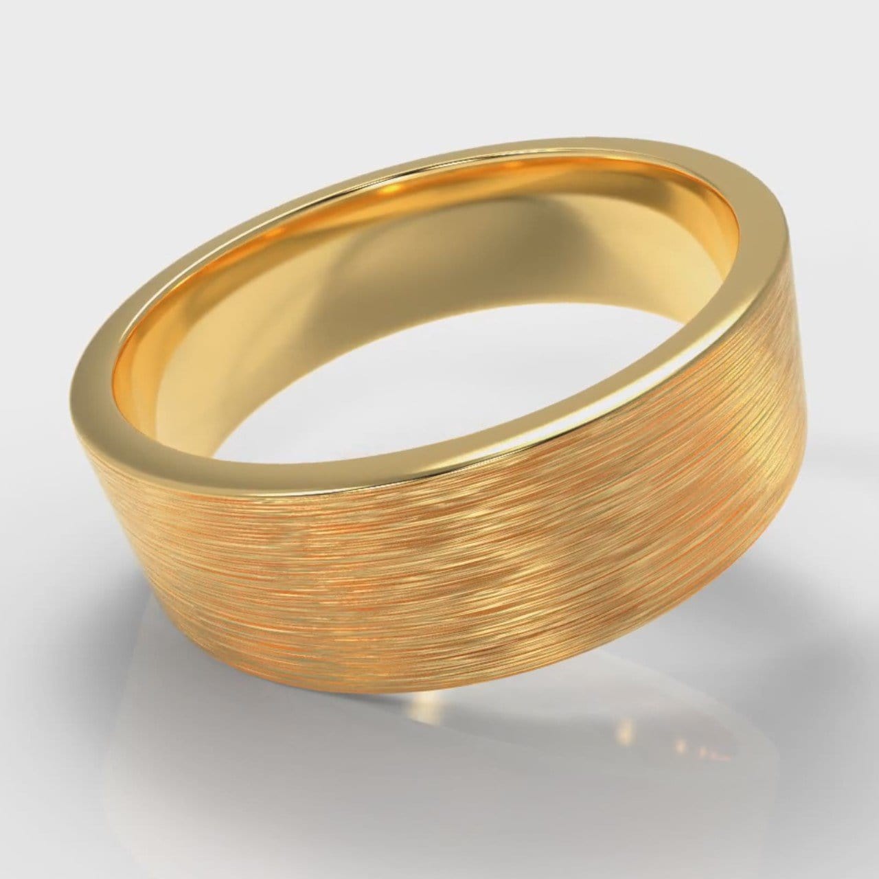 7mm Flat Top Comfort Fit Brushed Wedding Ring - Yellow Gold