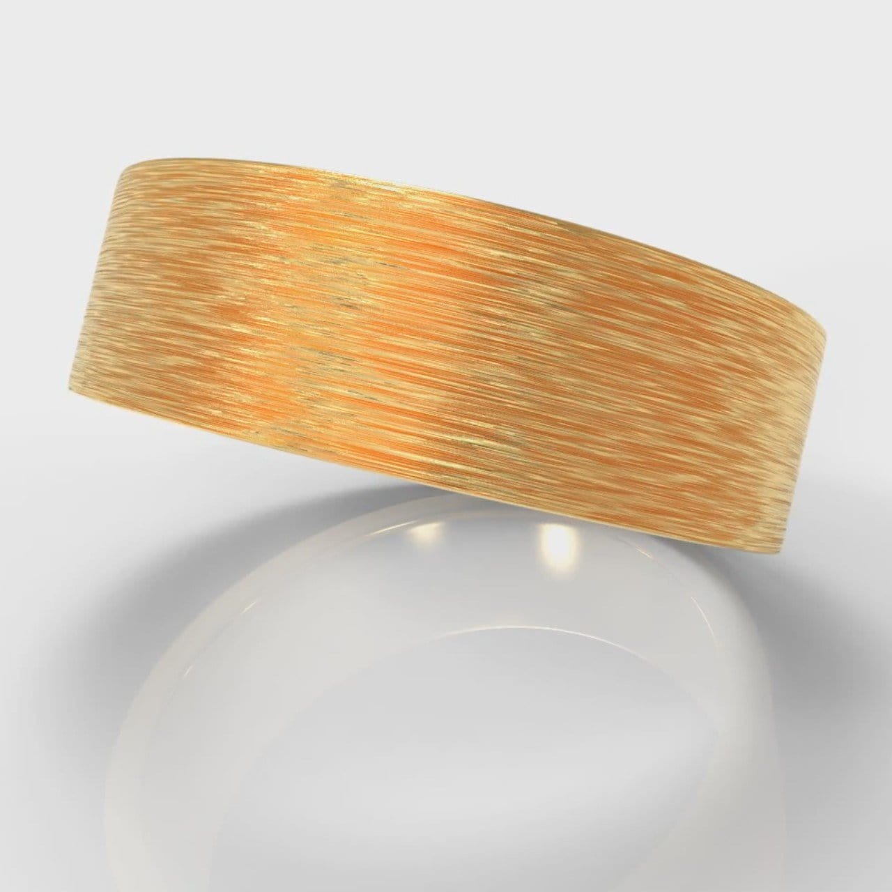 7mm Flat Top Comfort Fit Brushed Wedding Ring - Yellow Gold