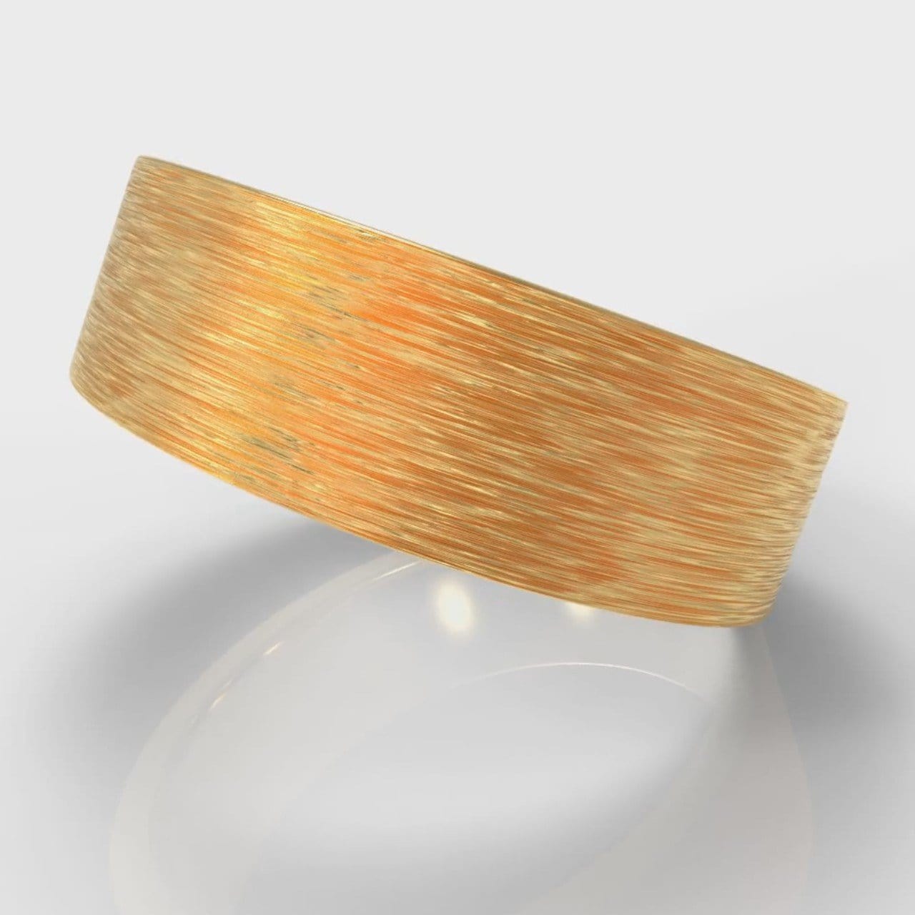 7mm Flat Top Comfort Fit Brushed Wedding Ring - Yellow Gold