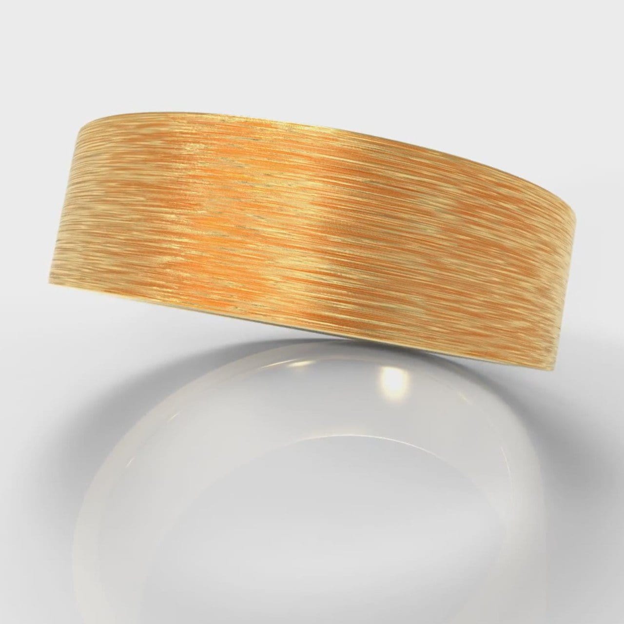 7mm Flat Top Comfort Fit Brushed Wedding Ring - Yellow Gold