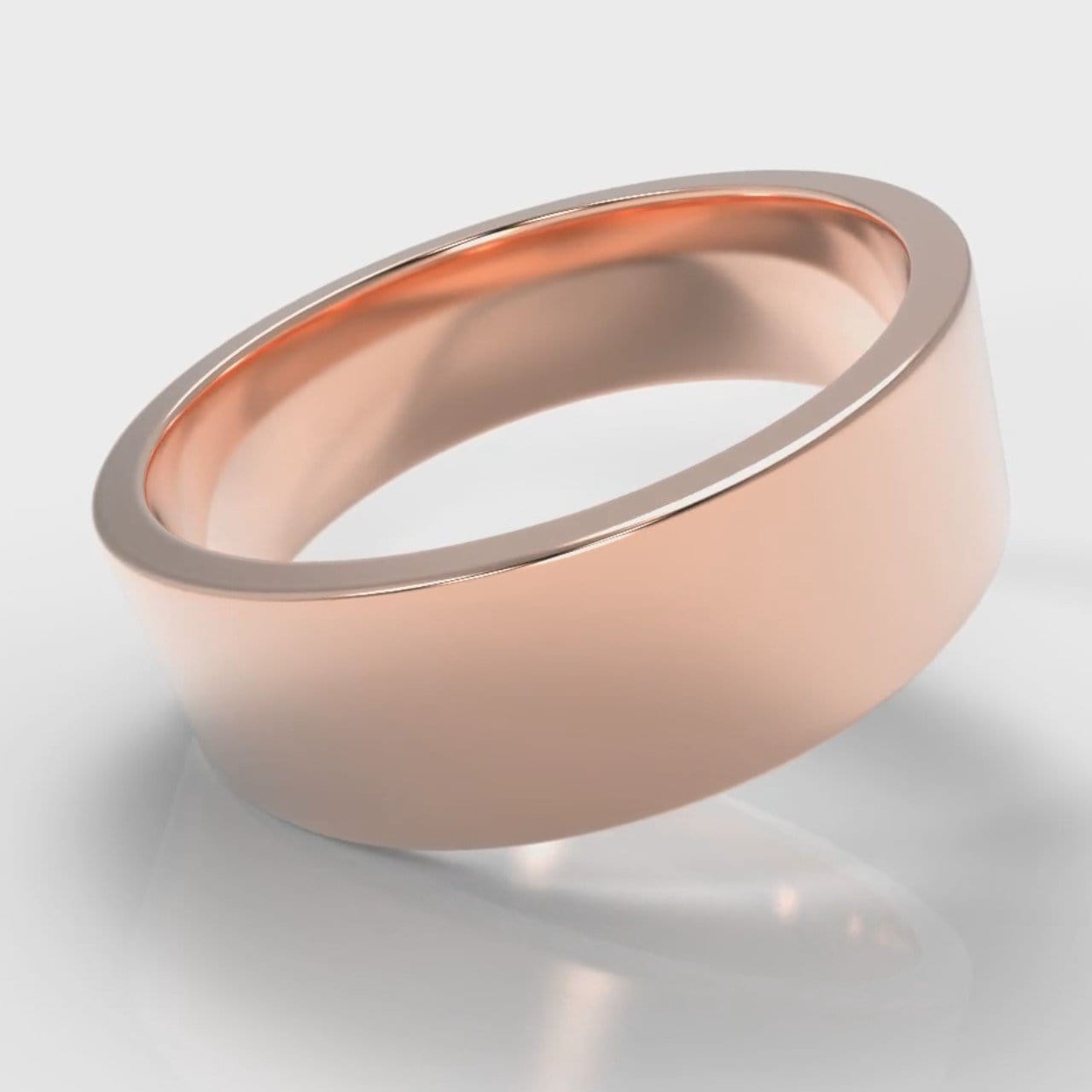 7mm Flat Top Comfort Fit Wedding Ring - Rose Gold