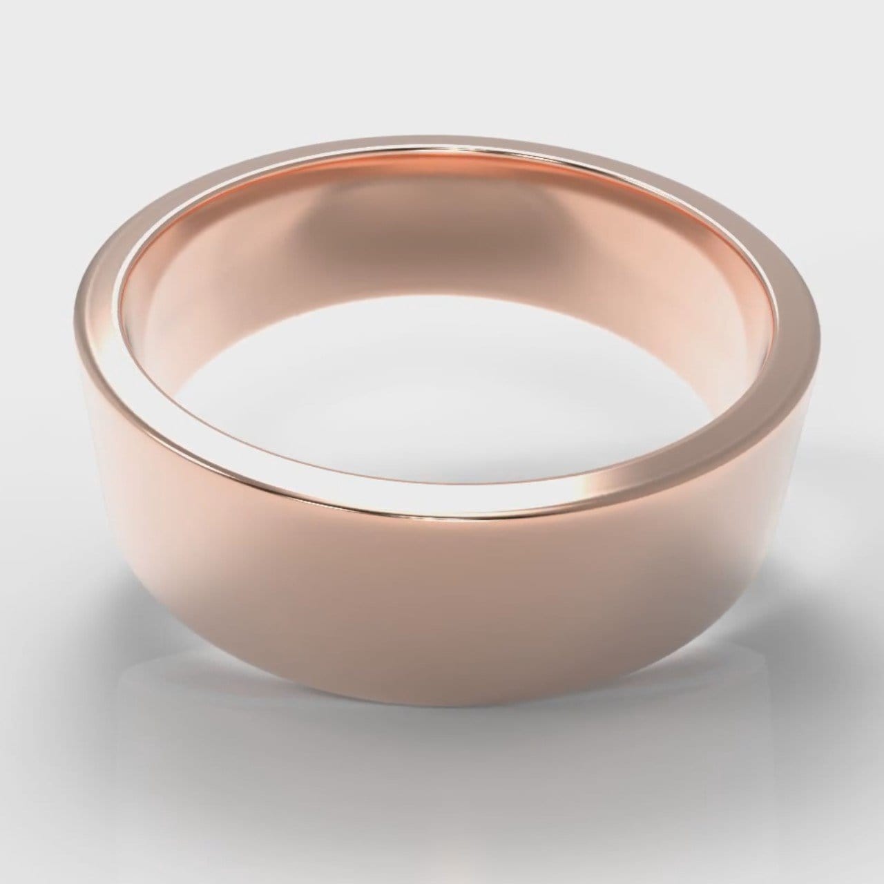 7mm Flat Top Comfort Fit Wedding Ring - Rose Gold