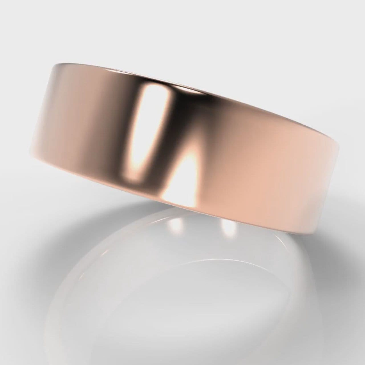7mm Flat Top Comfort Fit Wedding Ring - Rose Gold