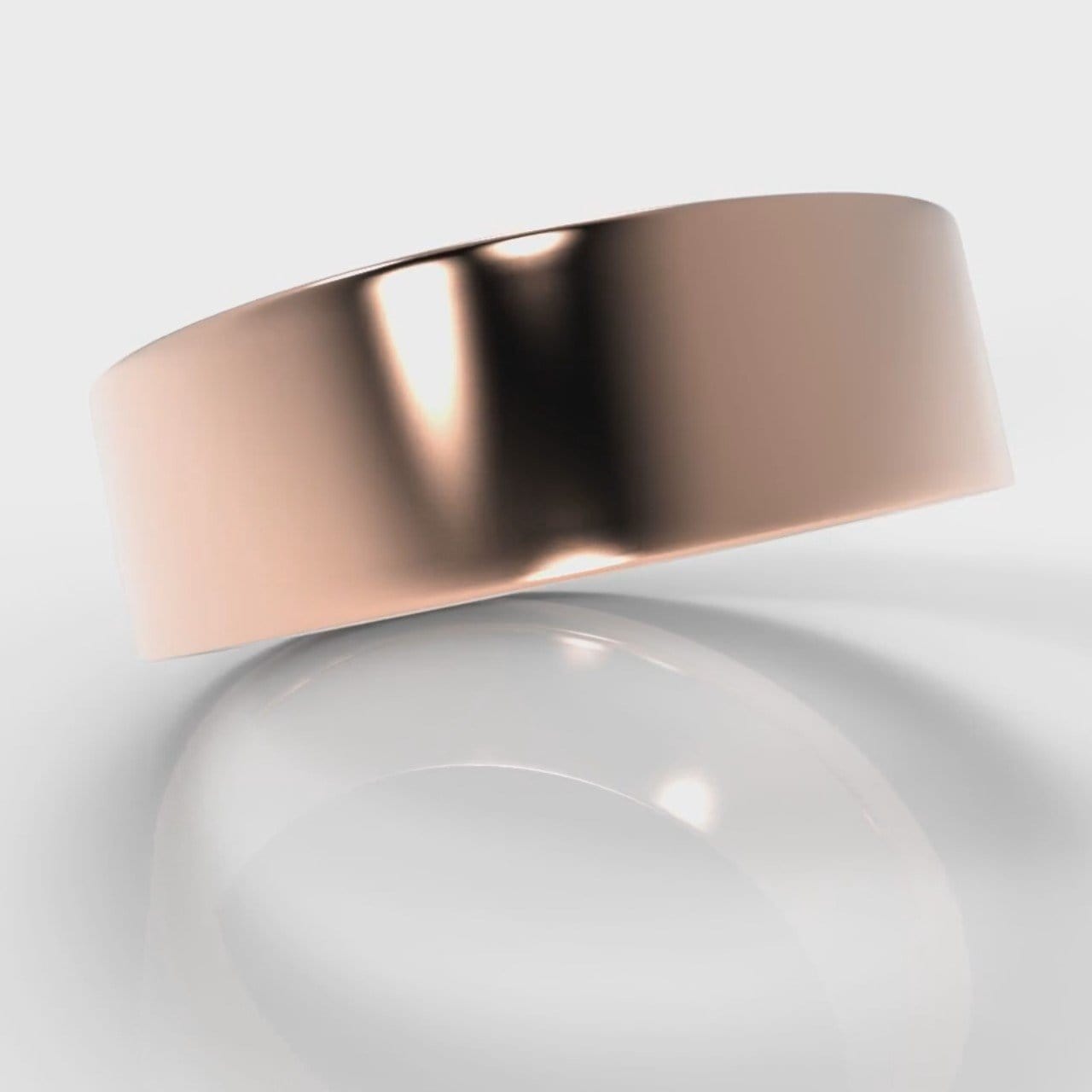 7mm Flat Top Comfort Fit Wedding Ring - Rose Gold