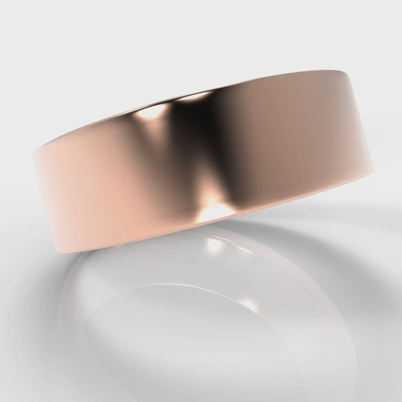 7mm Flat Top Comfort Fit Wedding Ring - Rose Gold