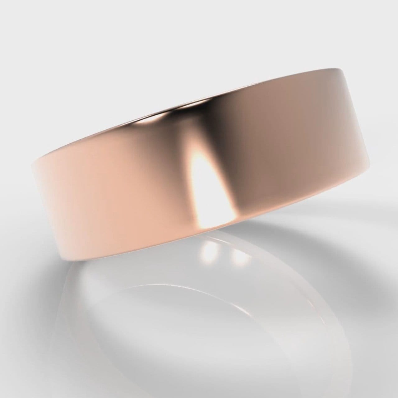 7mm Flat Top Comfort Fit Wedding Ring - Rose Gold