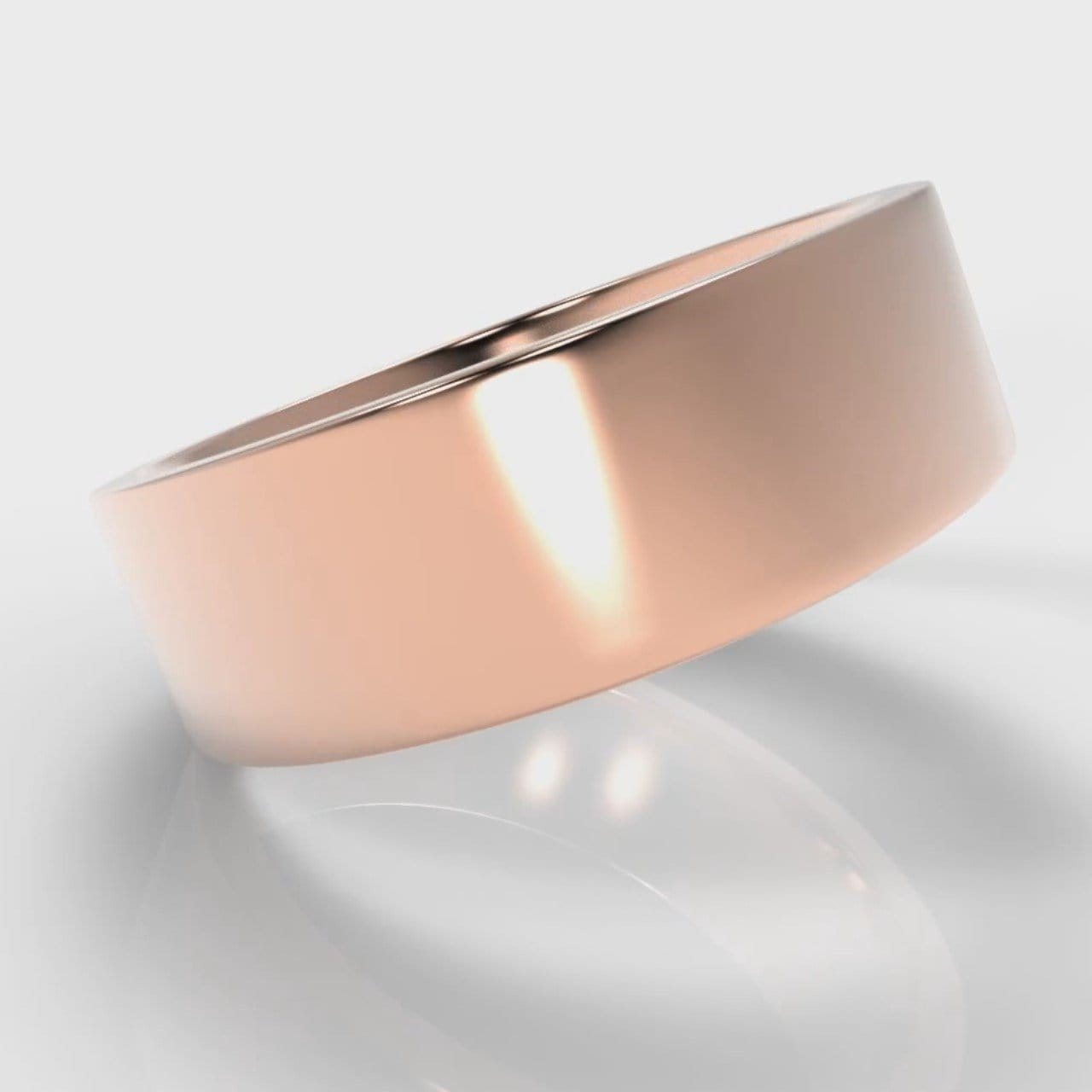 7mm Flat Top Comfort Fit Wedding Ring - Rose Gold