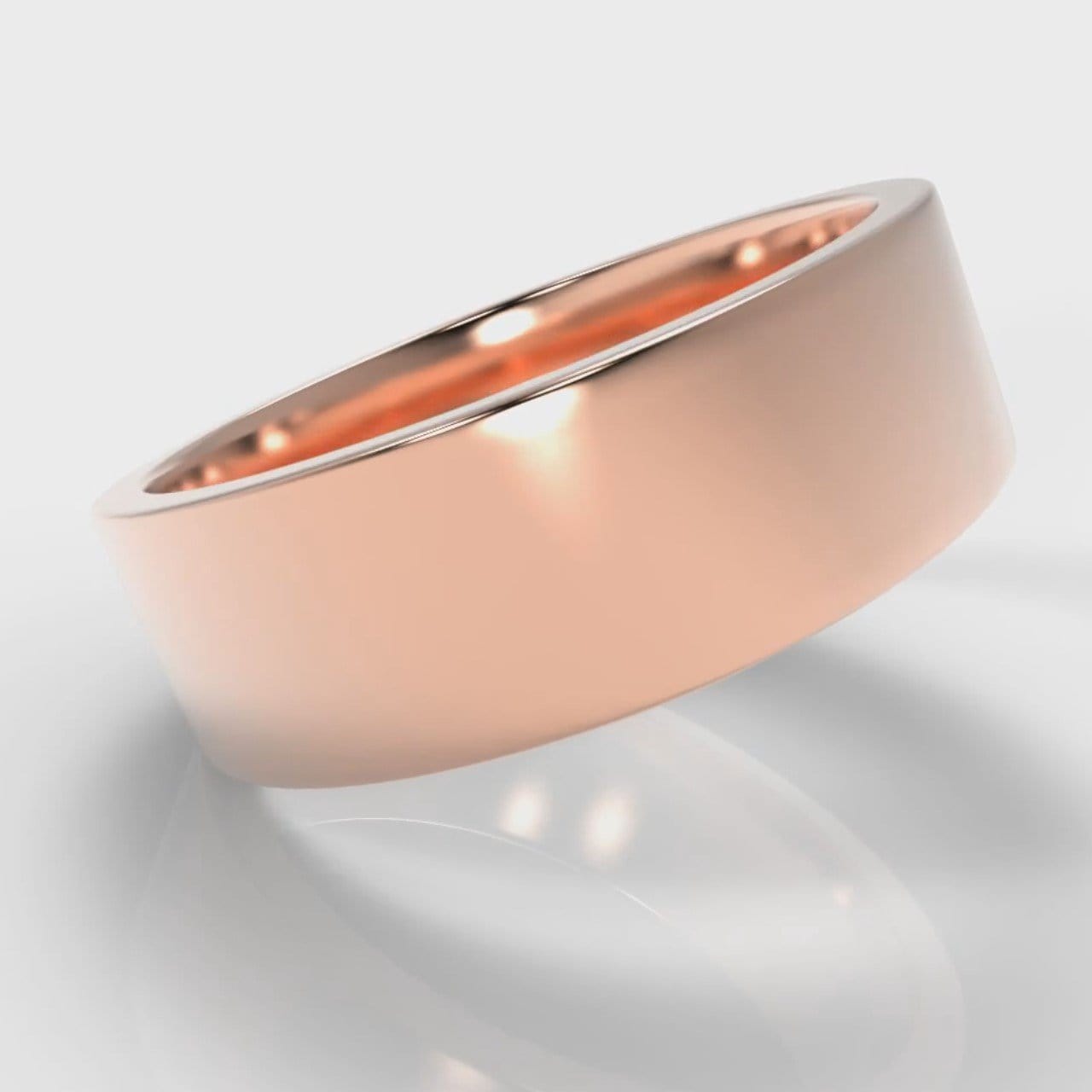 7mm Flat Top Comfort Fit Wedding Ring - Rose Gold