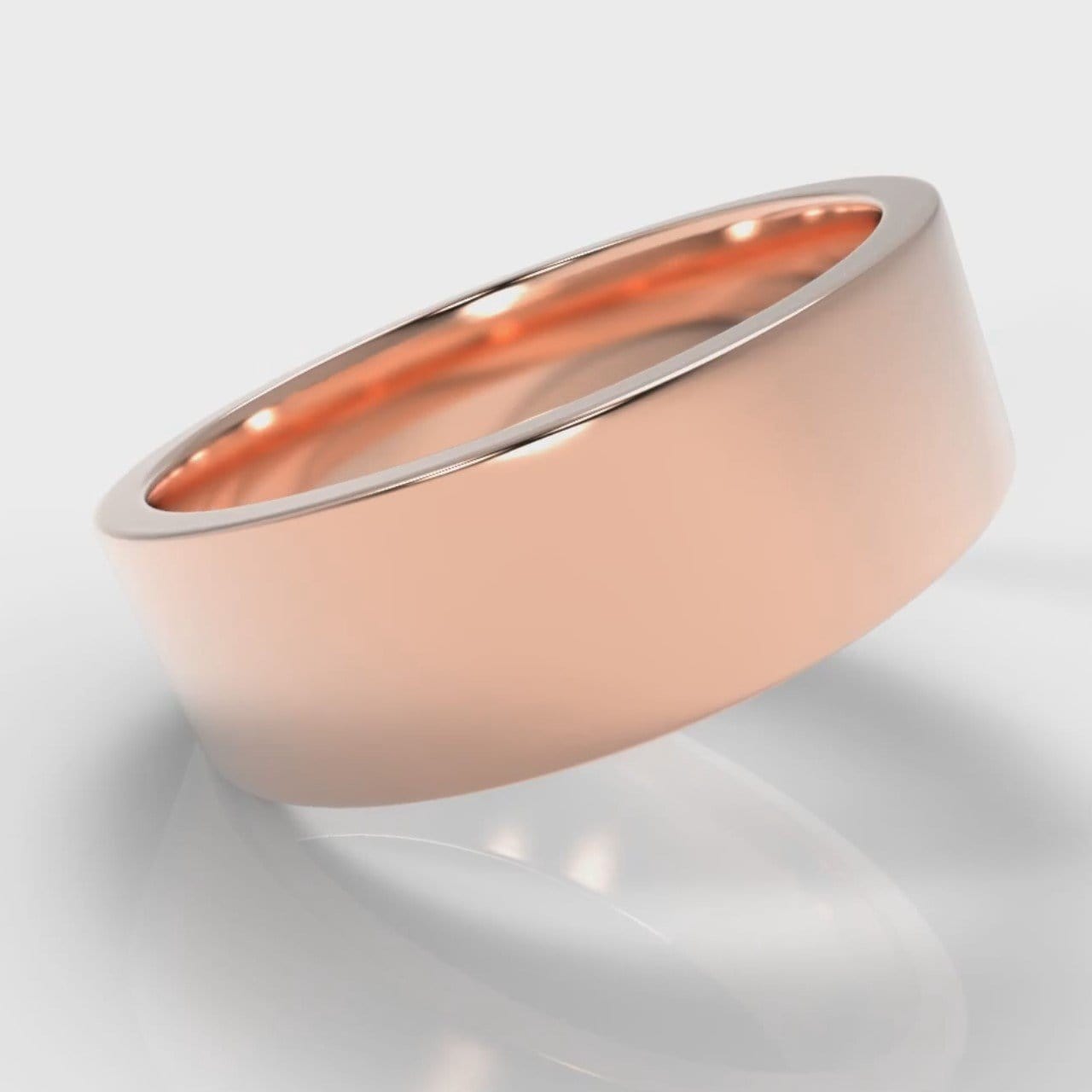 7mm Flat Top Comfort Fit Wedding Ring - Rose Gold