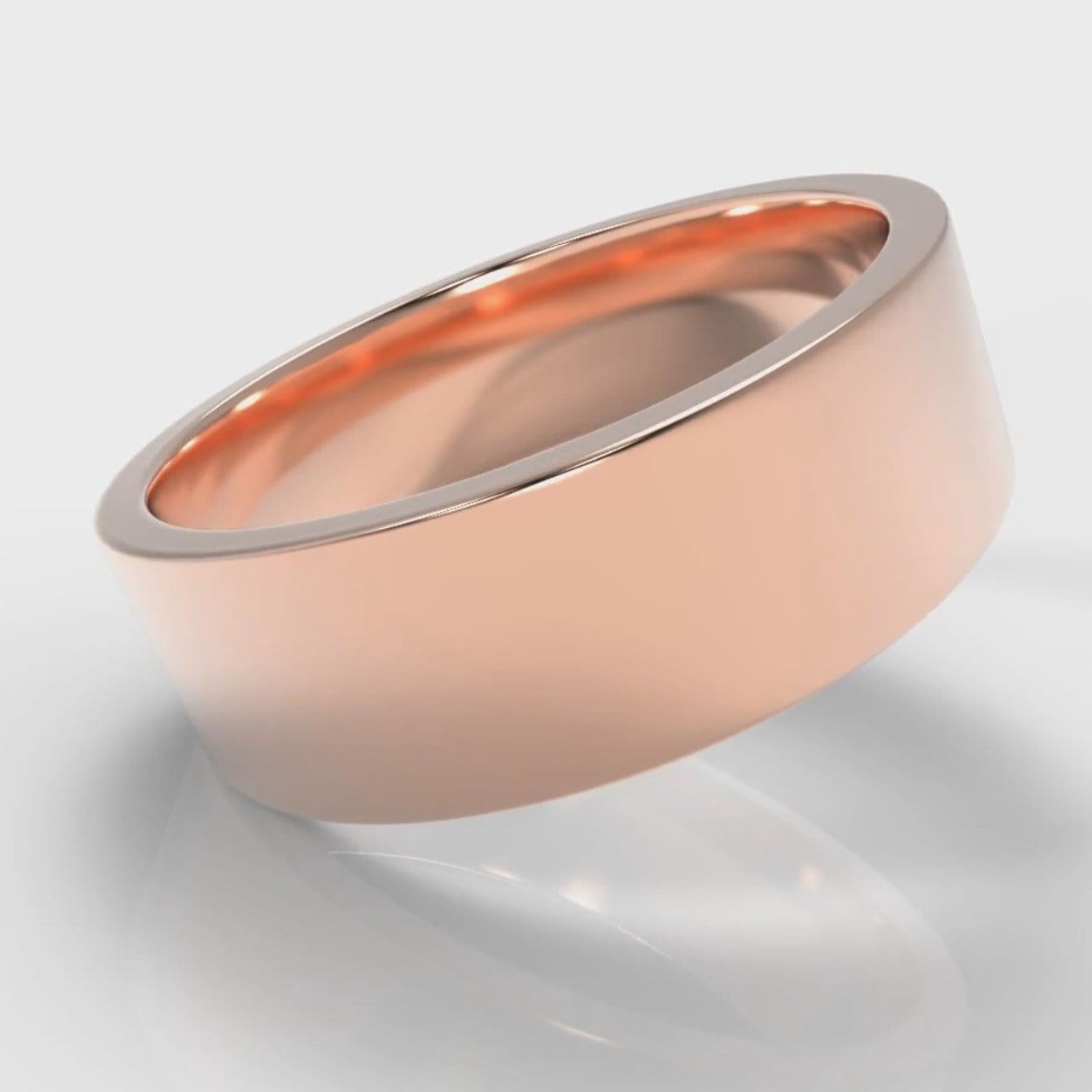 7mm Flat Top Comfort Fit Wedding Ring - Rose Gold