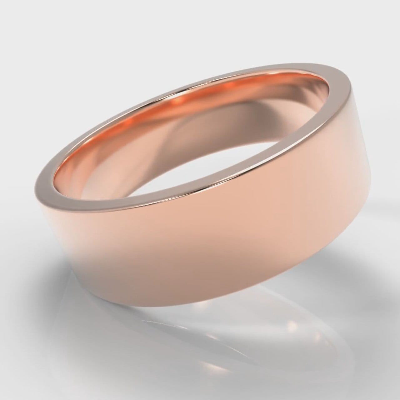 7mm Flat Top Comfort Fit Wedding Ring - Rose Gold