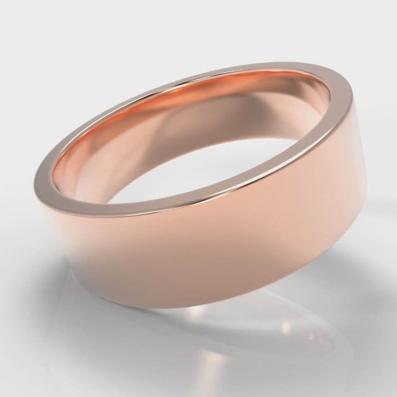 7mm Flat Top Comfort Fit Wedding Ring - Rose Gold
