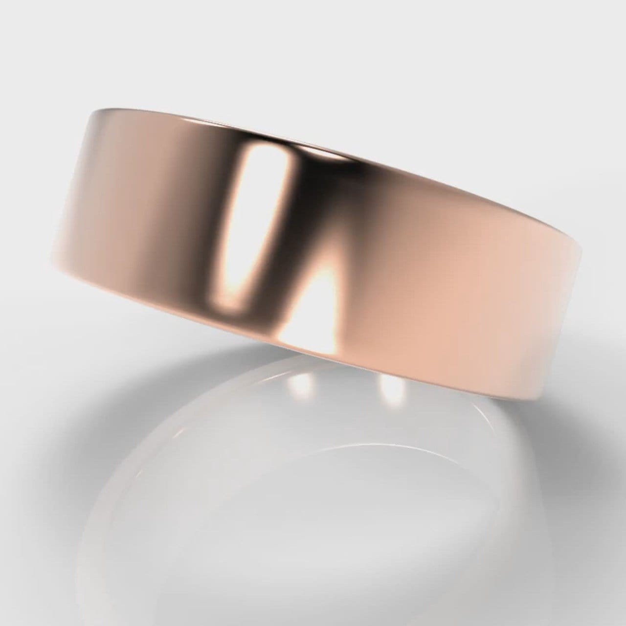 7mm Flat Top Comfort Fit Wedding Ring - Rose Gold