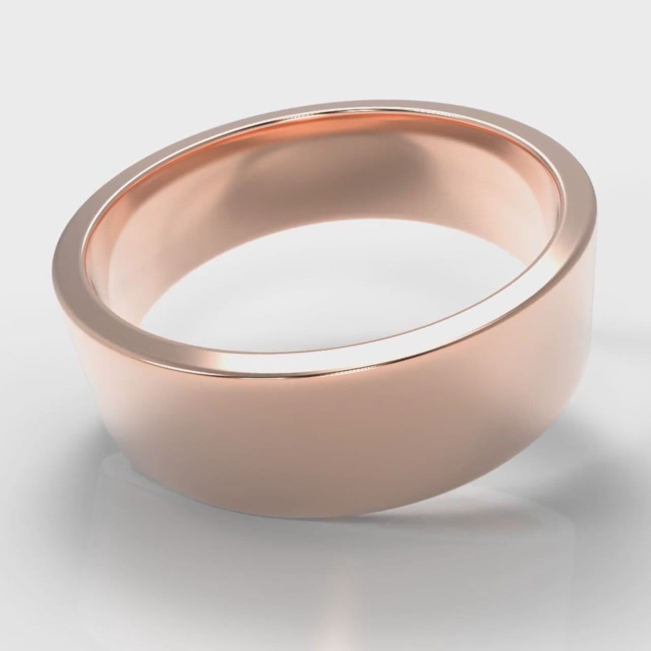 7mm Flat Top Comfort Fit Wedding Ring - Rose Gold
