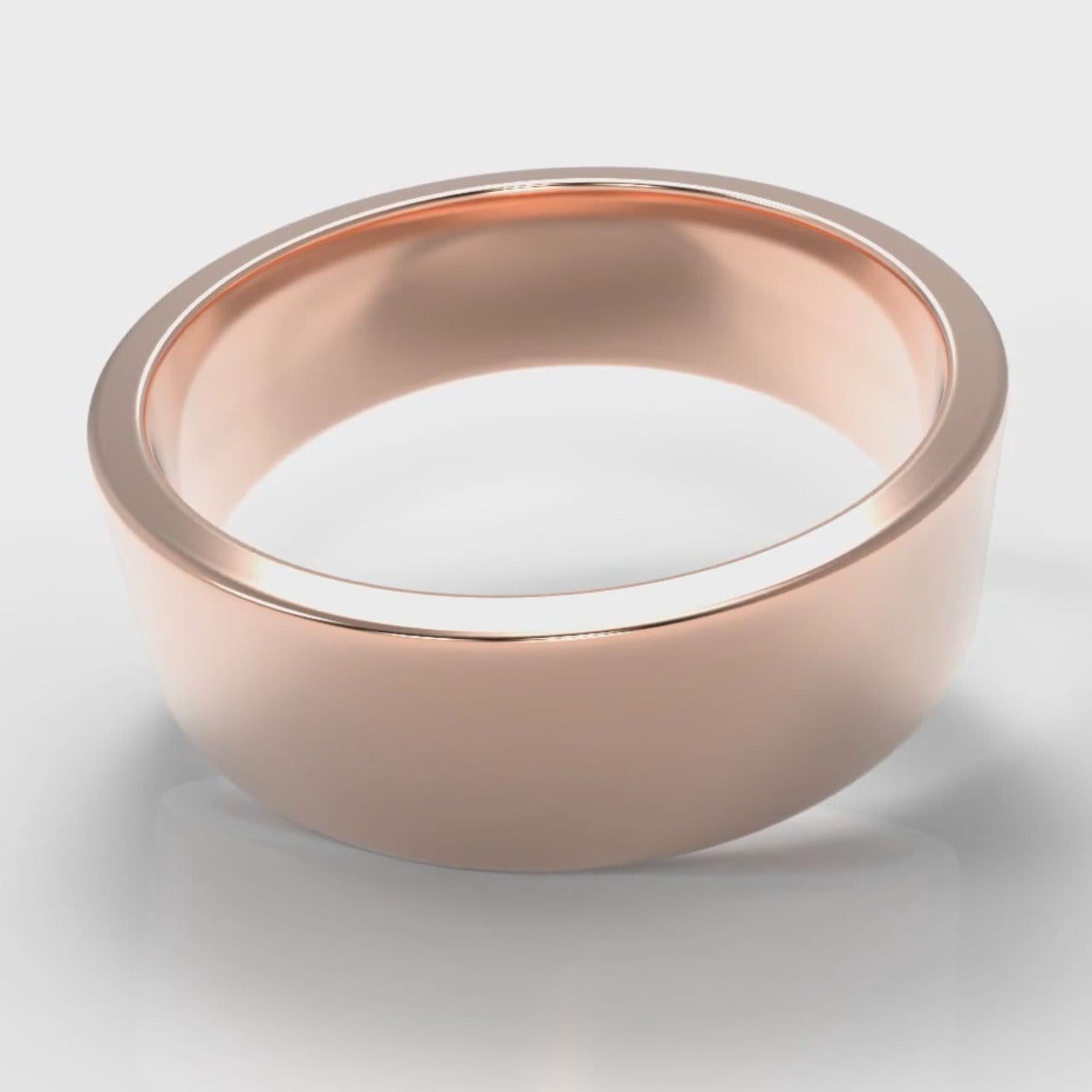 7mm Flat Top Comfort Fit Wedding Ring - Rose Gold