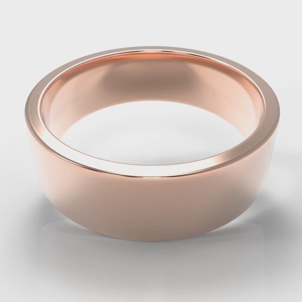 7mm Flat Top Comfort Fit Wedding Ring - Rose Gold