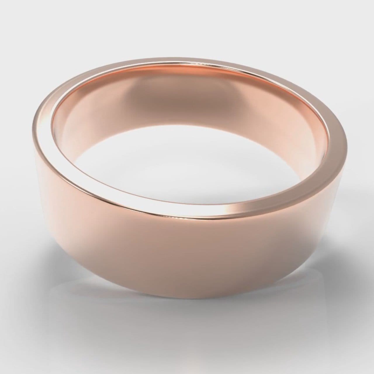 7mm Flat Top Comfort Fit Wedding Ring - Rose Gold