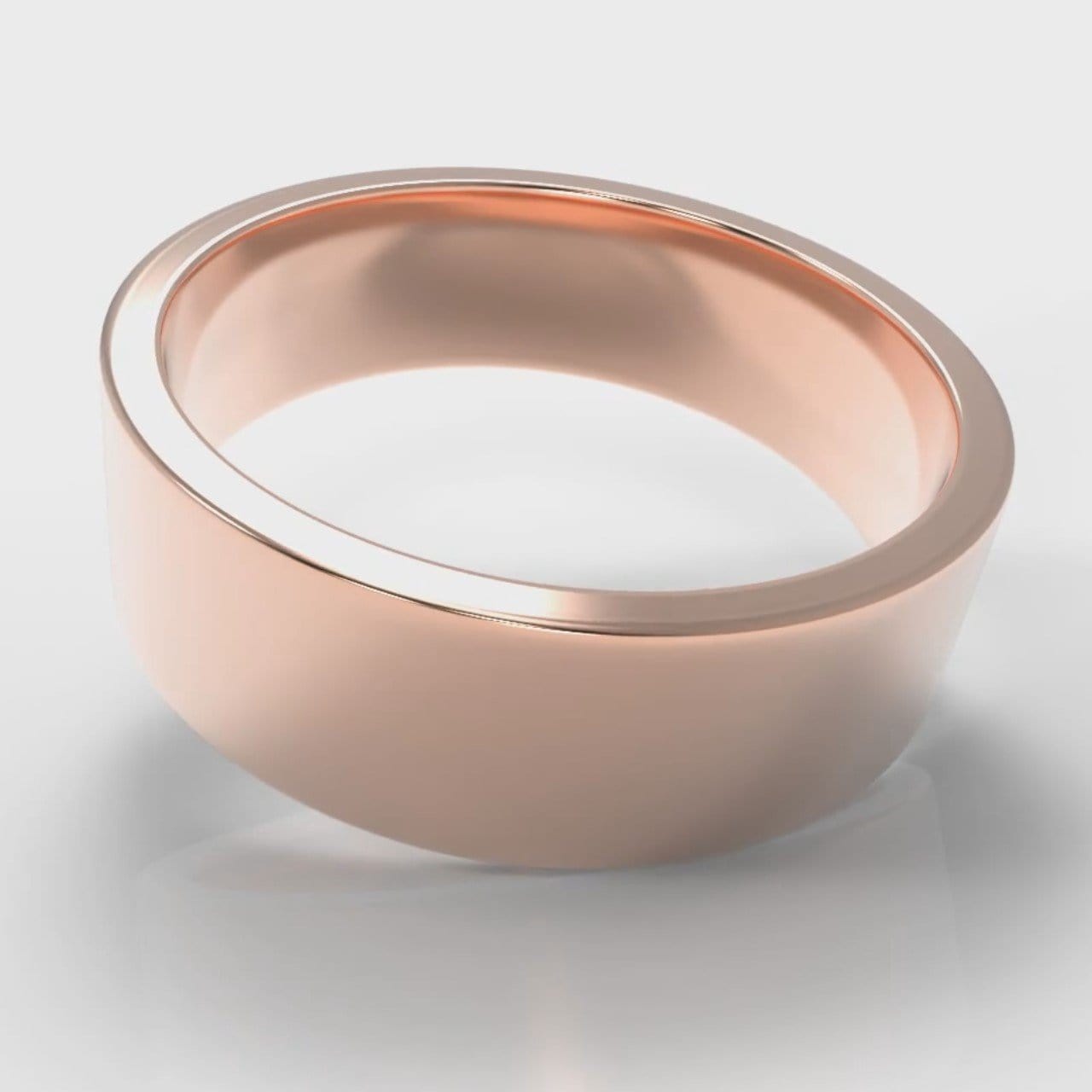 7mm Flat Top Comfort Fit Wedding Ring - Rose Gold
