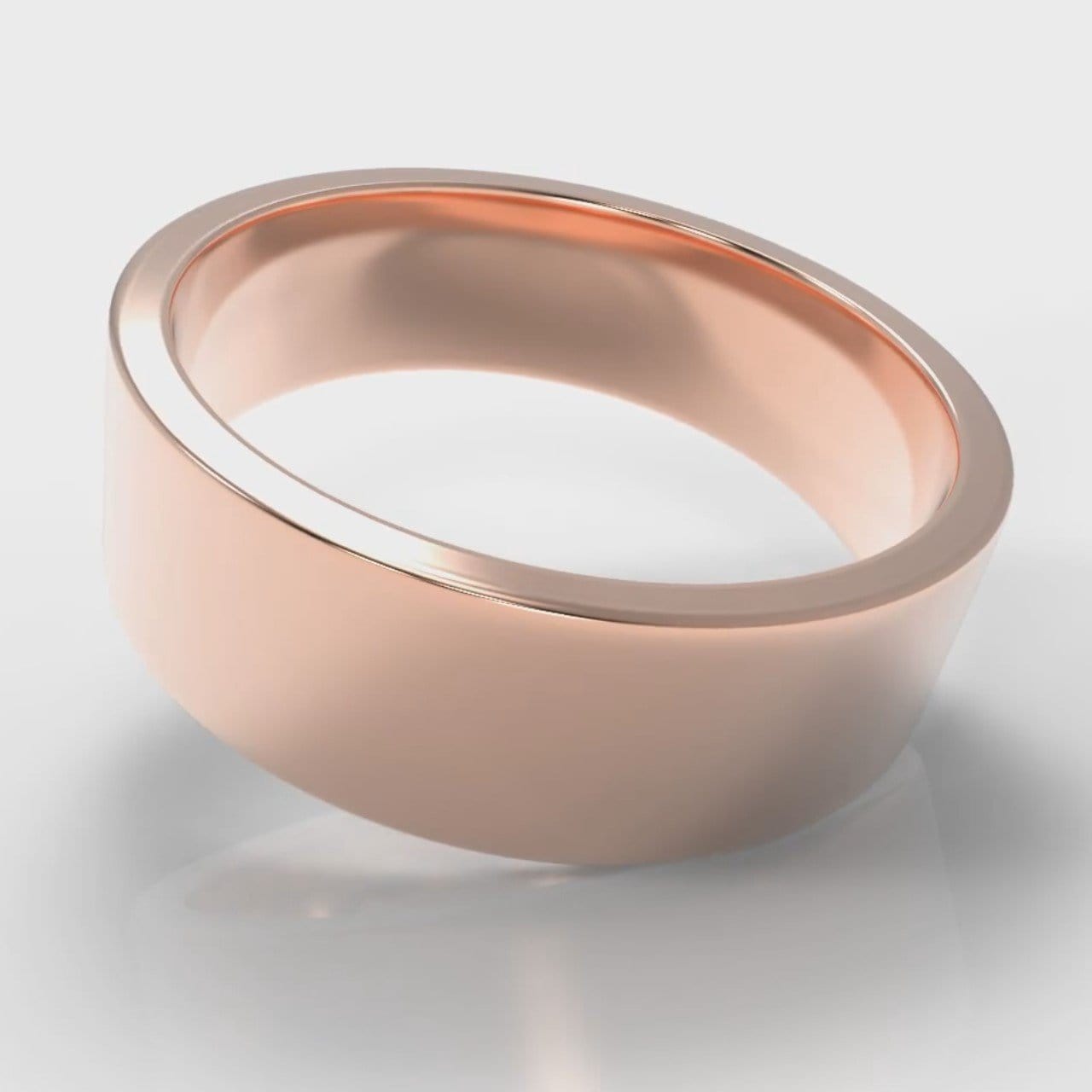 7mm Flat Top Comfort Fit Wedding Ring - Rose Gold
