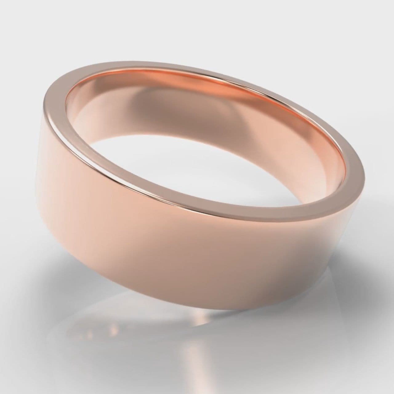 7mm Flat Top Comfort Fit Wedding Ring - Rose Gold