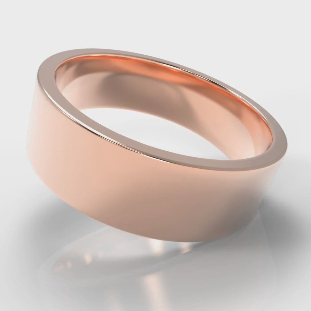 7mm Flat Top Comfort Fit Wedding Ring - Rose Gold