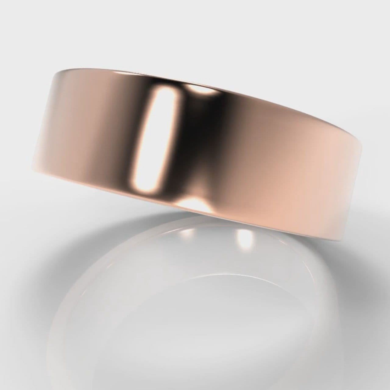 7mm Flat Top Comfort Fit Wedding Ring - Rose Gold