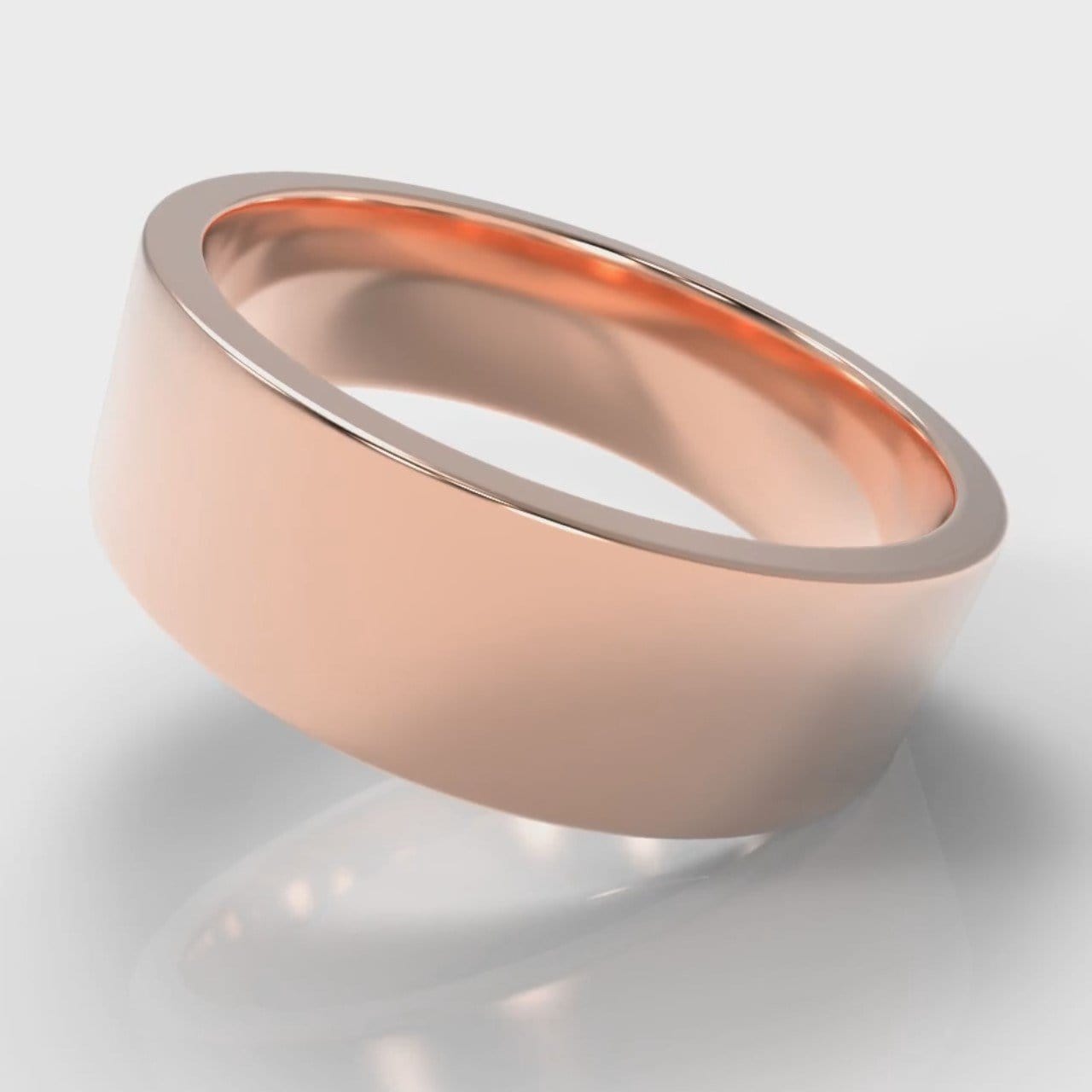 7mm Flat Top Comfort Fit Wedding Ring - Rose Gold