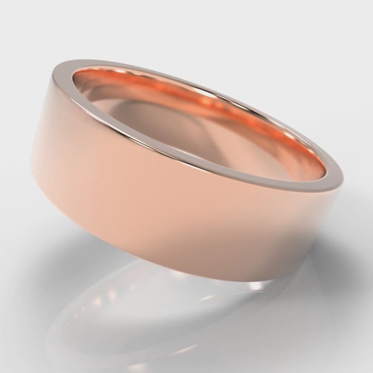 7mm Flat Top Comfort Fit Wedding Ring - Rose Gold